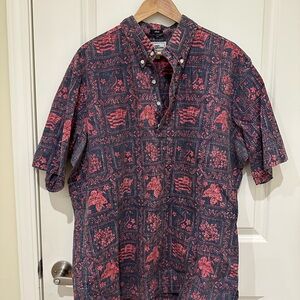 Reyn Spooner Blue and Red Casual Button Down Shirt